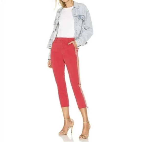 MOTHER Denim - Mother The Shaker Prep Fray Poppy Wash Denim Jeans Cropped High Rise Size 25